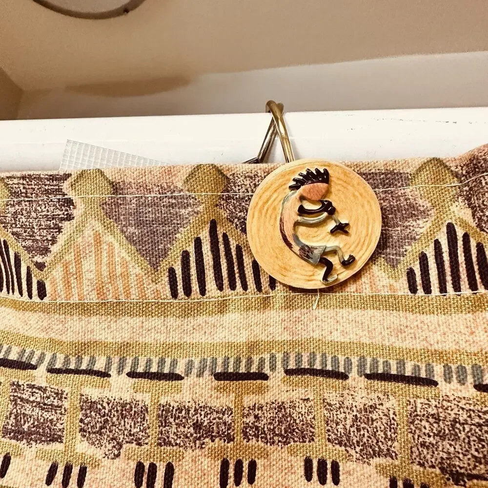 Vohann Southwestern Kokopelli Shower Curtain And Hooks 66X72 Terracotta Cotton